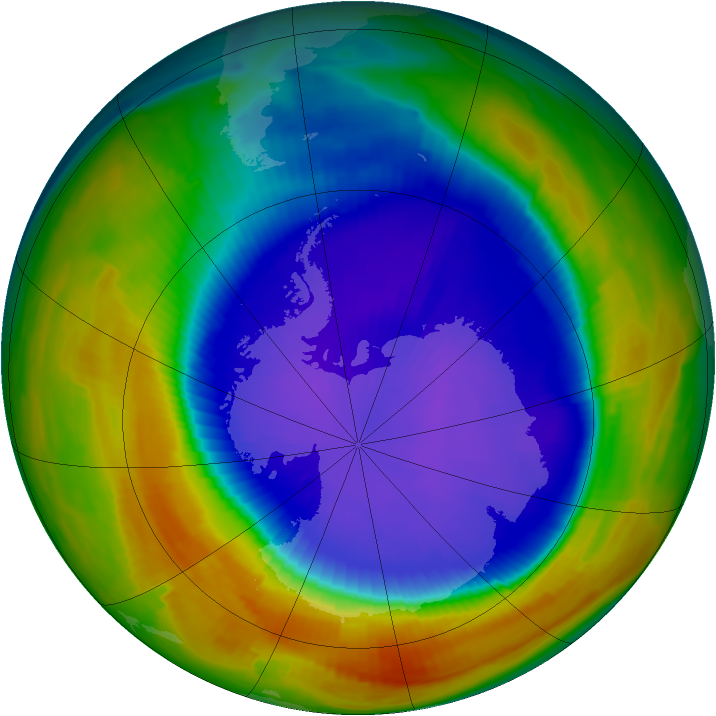 Antarctic ozone map for 18 September 1996